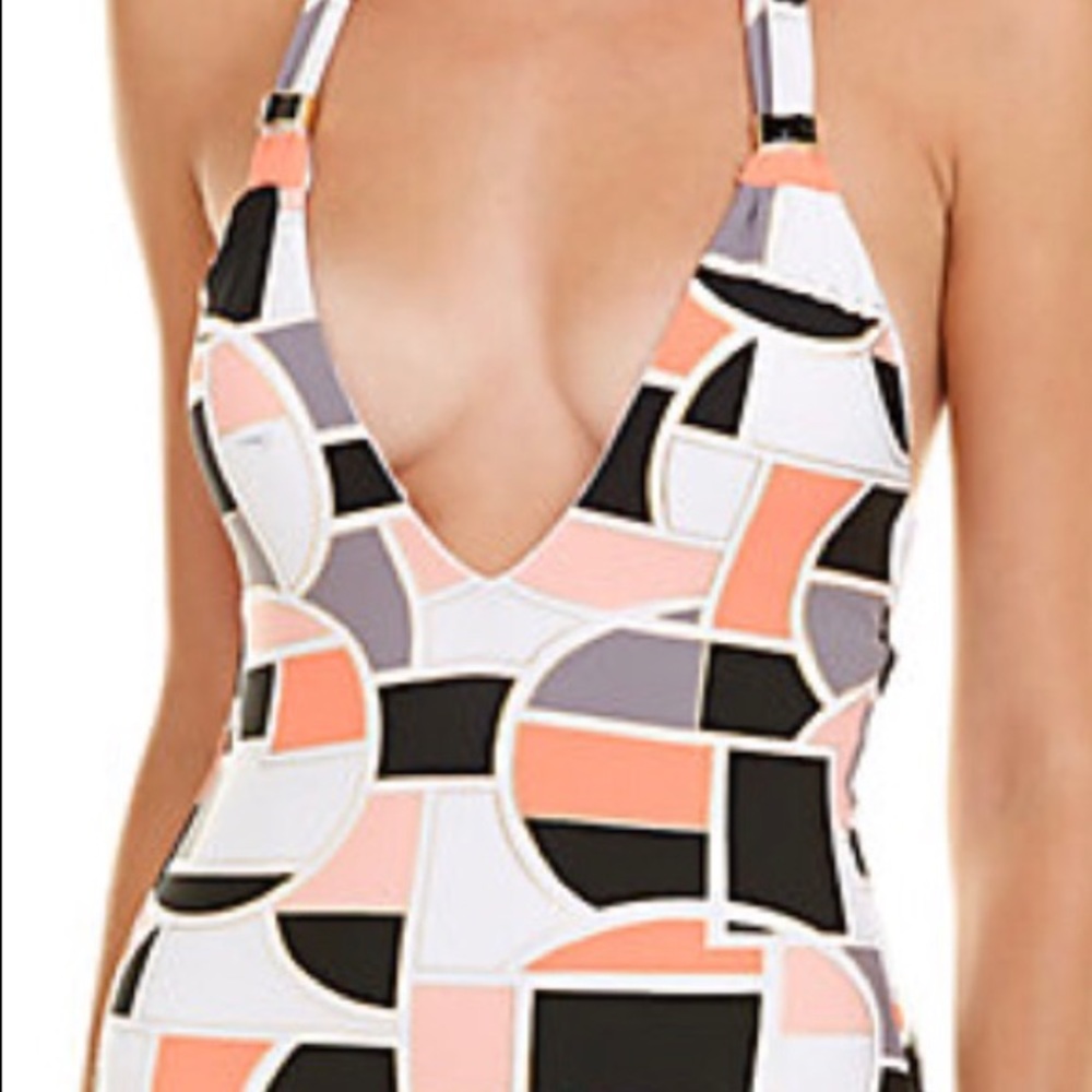 Trina Turk Disco Deco V-neck plunge bathing suit